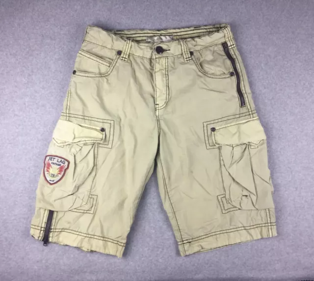 Jet Lag Organic Vintage Men's Size 32 Beige Cargo Patch Bermuda Shorts 24"L