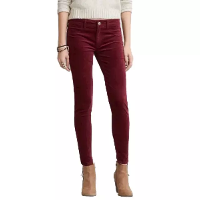 American Eagle Outfitters  Womens Maroon Velvet Super Stretch Jegging| 2S