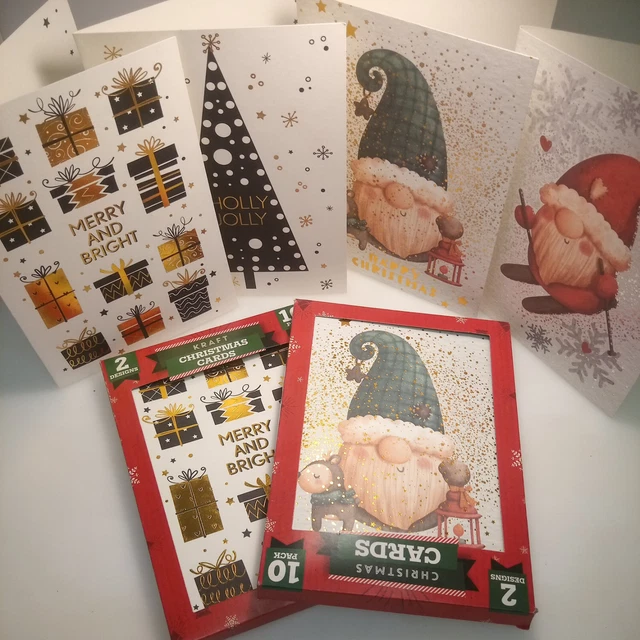 Two box's of 10 Christmas Cards 2 Designs Glitter And Foiled Christmas Card