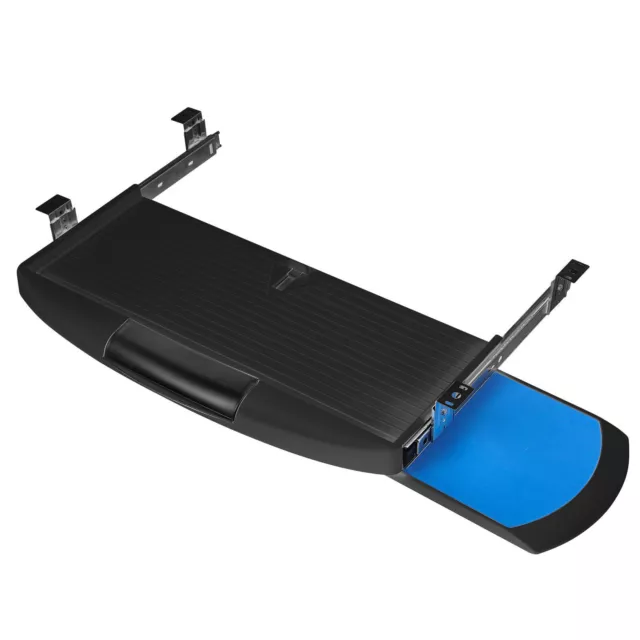 Steel Pull Out Under Desk Keyboard Drawer w/Hideable 360° Rotatable Mouse Tray