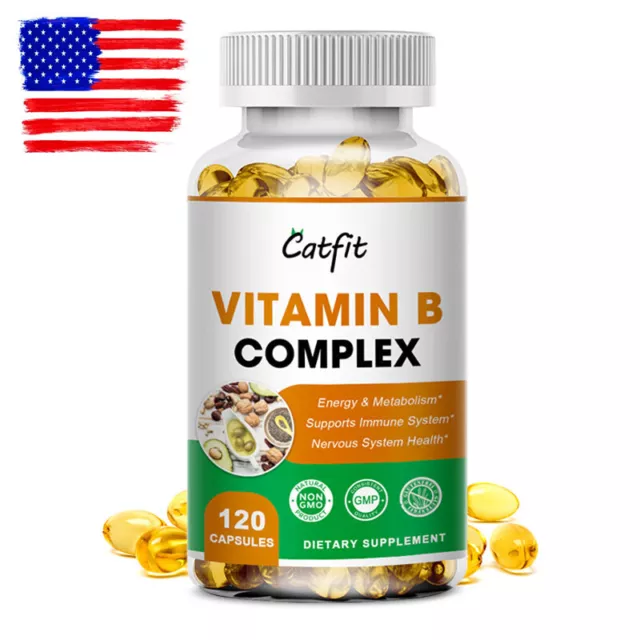 Vitamin B Complex-120 Tablets High Strength B1 B2 B3 B5 B6 B7 B9 &amp; B12 Vegan