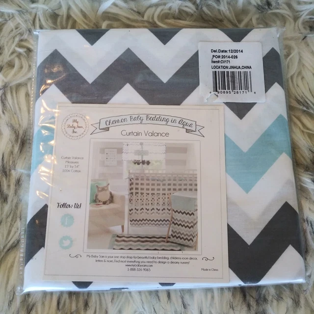 My Baby Sam Chevron Aqua Curtain Valance 15 By 54