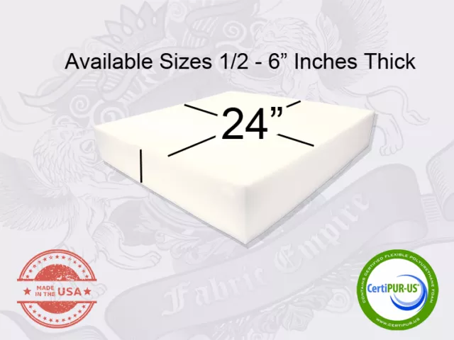 24" x 24" Square Upholstery Cushion Replacement Foam Sheet - FREE SHIPPING