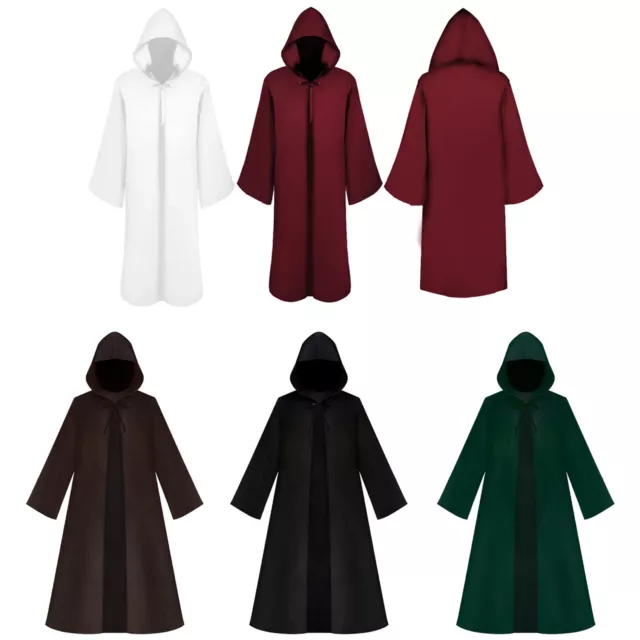 Men's Halloween Renaissance Cloak Medieval Hooded Cape Hobbit Cosplay Costumes 3