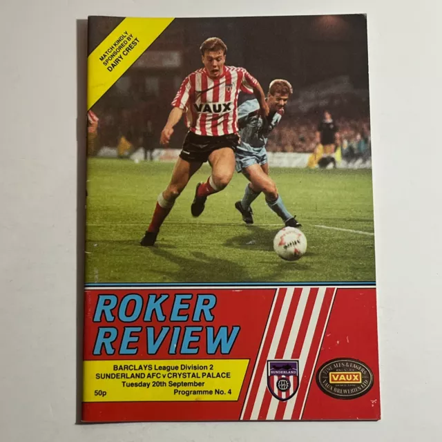 Sunderland v Crystal Palace 1988/89 Football Programme Roker Park