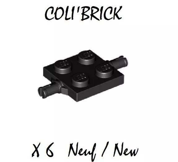 Lego 4600 - 6x Plaque / Plate, modified 2x2 wheels holder - Noir / Black - NEUF