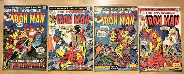 The Invincible Iron Man #59, #63, #72, #73 - Marvel Bronze Age Comic Book Lot