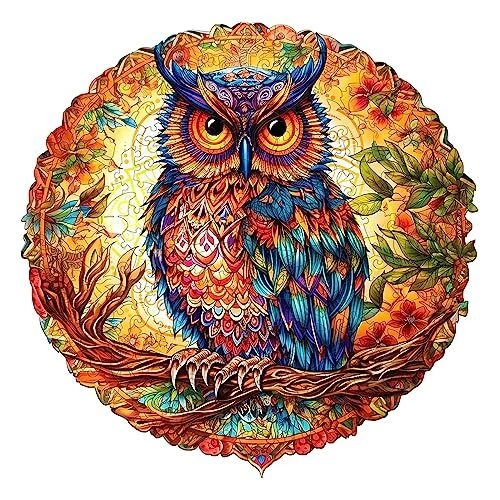 Wooden Jigsaw Puzzle Charming Owl Puzzle 12.2 Inches 200 Pieces Animal Unique