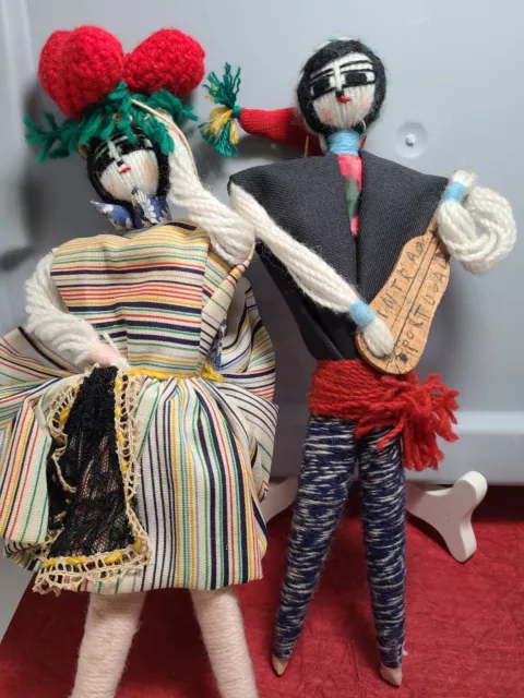 Vintage Traditional Pair Male Female Portuguese Yarn Dolls Sintra Portugal
