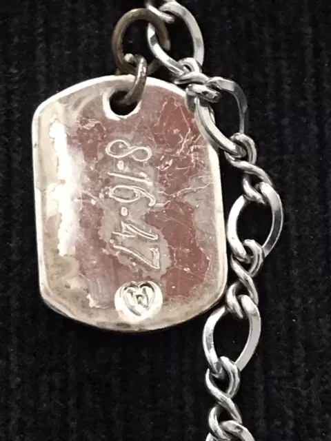 Silver Stamped TR ID Tag Link Bracelet 6" as it Engraved Initials Charm