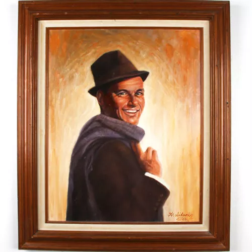 Sans Titre (Portrait De Frank Sinatra) Par Anthony Sidoni 2003 Signée Huile