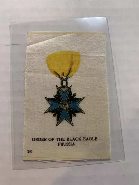Early 1900’s Vintage Cigarette Silk Order Of The Black Eagle Prussia Medal