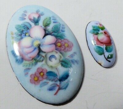 Russian Hand Painted Porcelain Enamel Rostov Finift Brooch & Ring Cabochon craft