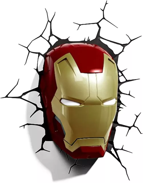 MARVEL AVENGERS IRON Man 3D Mask FX Led Wall Light Sticker Hang