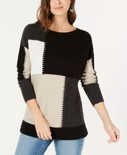 Style & Co Sweater Preach Colorblock Tunic Beige XS