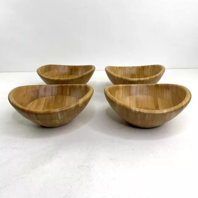 Totally Bamboo Small Euro Bowl Set of 4 Wave Bowls 7" Wide x 3" Tall