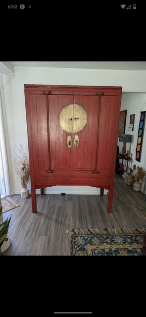 Red Chinese Armoire/ Dresser