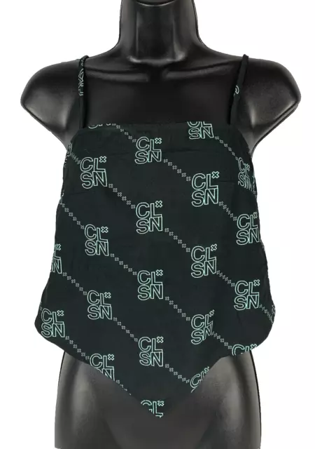 ASOS COLLUSION Black Logo Crop Top Cami Tie Back Size US 0 / UK 4 / EU 32