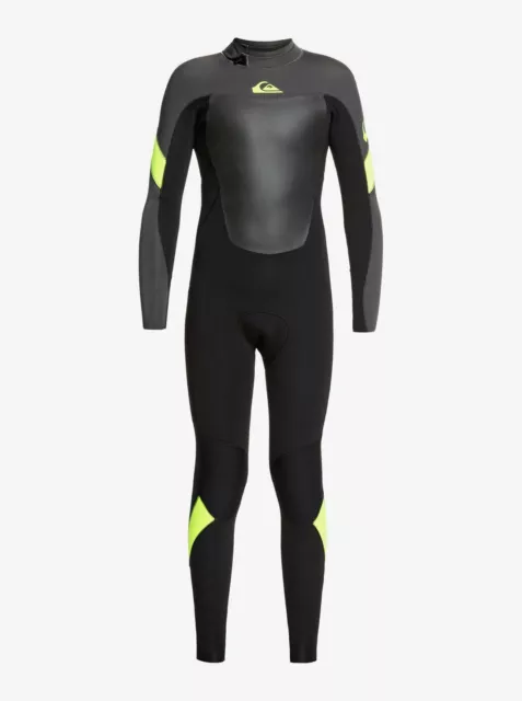 Quiksilver Syncro 3/2 mm GBS Back Zip Wetsuit - Boy's - 16 / Black/Safety Yellow
