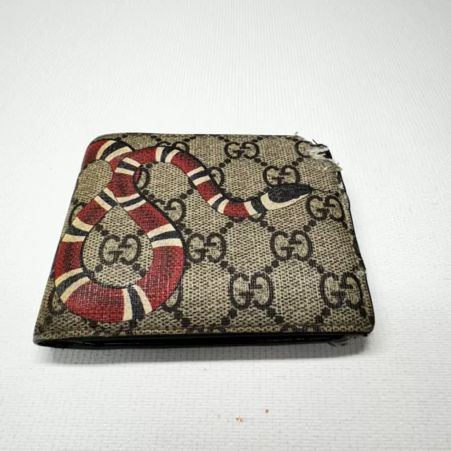 Gucci Kingsnake Print GG Supreme Bifold Wallet