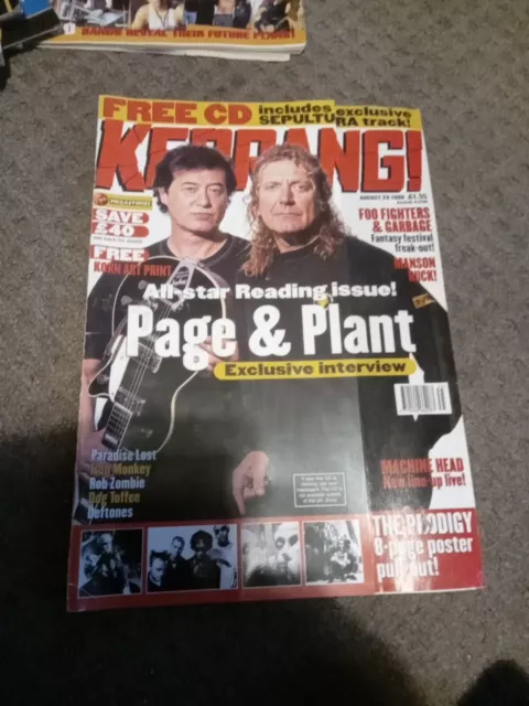 kerrang magazine August 29 1998 rare with prodigy posters Led Zep UK Issue