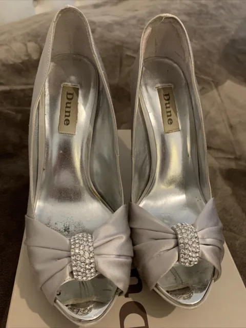 Silver Silk Peep Toe High Heels