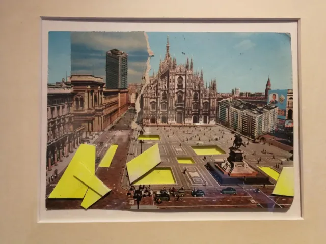 Daniele Cestari "Milano" collage su cartolina 13x17 cm
