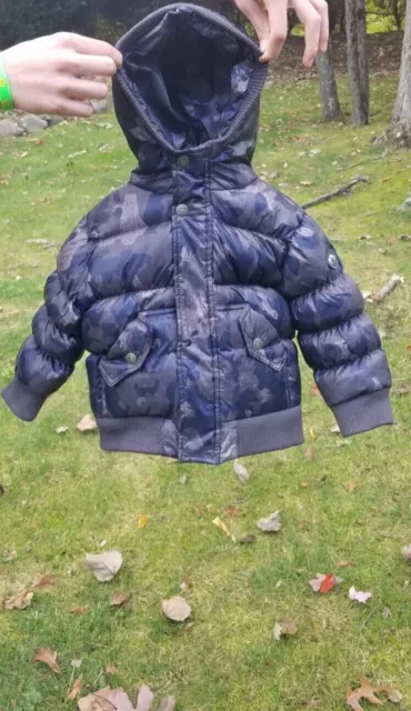 Appaman 2T boys down coat puffer jacket blue gray camouflage