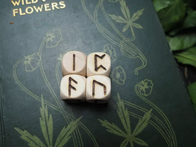 Wooden Runic Dice Set - Pagan, Wicca, Witchcraft, Norse, Divination