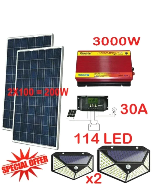 Kit Inverter Solare 300W Con Pannello 18W E Regolatore 30A - Per Camper, Casa, Capannoni, Energia Portatile