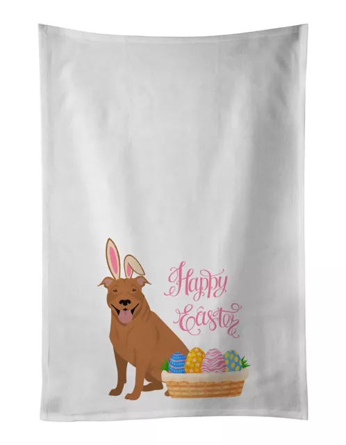 Red Pit Bull Terrier Easter White Kitchen Set of 2 Dish Towels WDK4933WTKT