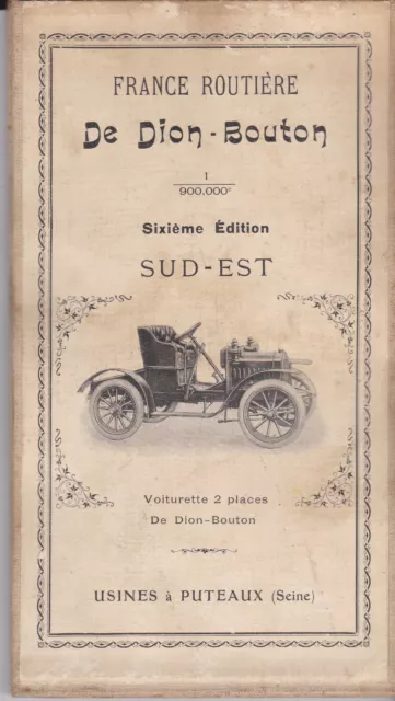 Carte routière de France de Dion-Bouton au 1/900,000e pour automobile Sud-Est