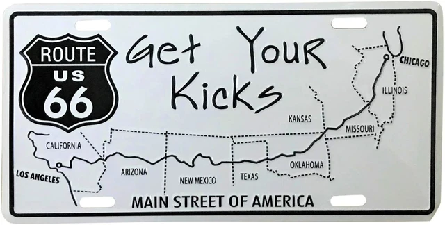 Metal Wall Sign - Historic Route 66 Road Trip Man Cave Garage