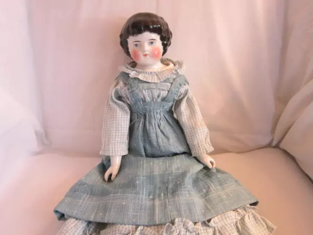 Antique 17" China Head Doll Black Hair "Highland Mary" All Original Body