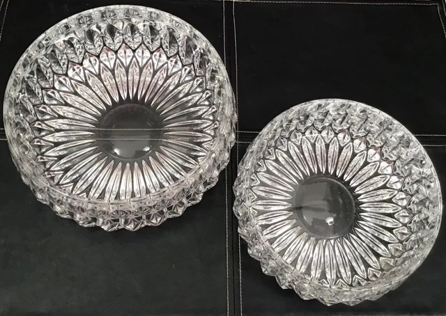 Gorham Althea Cut Lead Crystal Clear Serving Bowl PAIR 6-1/2” & 7-1/2" BRILLIANT