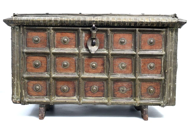 19th Century Hand Forged Document Hardwood Strong Box