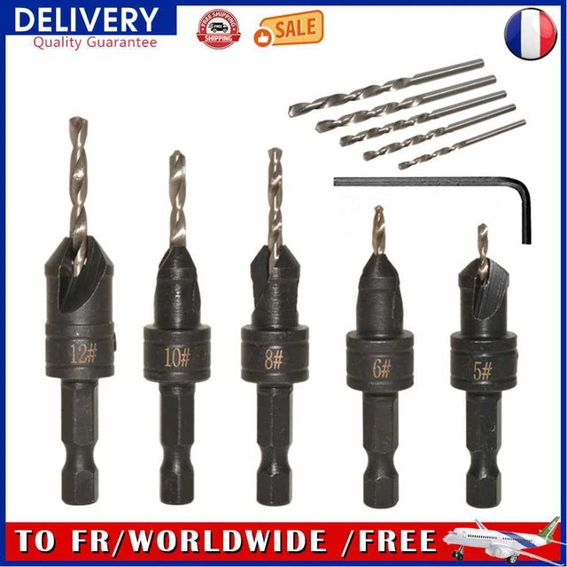 11pcs Carpentry Countersink Drill Bit Pilot Hole Chamfer Drilling Punch Tool Kit