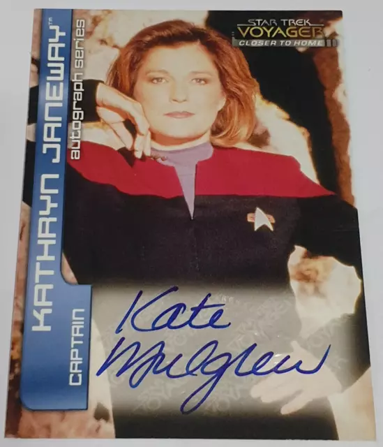 Skybox Star Trek Voyager 1999 más cerca de casa Kate Mulgrew #a1 autógrafo Janeway