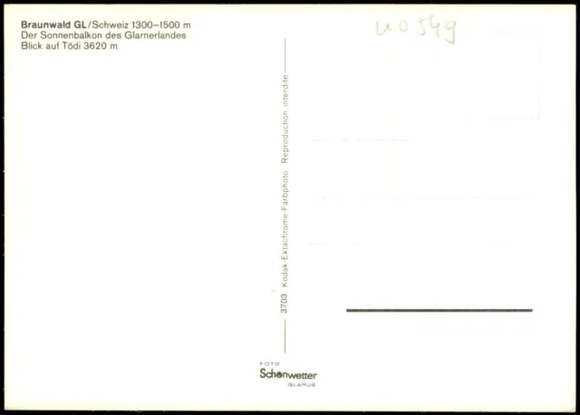 Braunwald GL Sonnenbalkon des Glarnerlandes Blick auf Tödi 1980 3