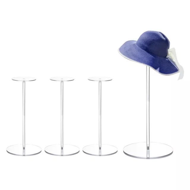 4 Pack Acrylic Coat  Hat Display Stand Rack 12 Inch  Round Stand Clear