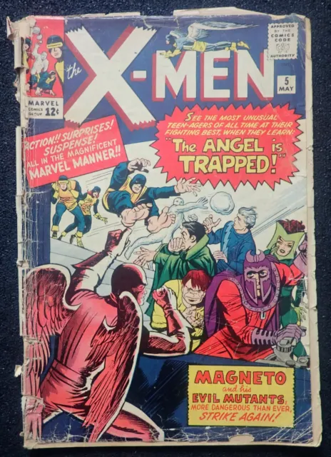 X-MEN #5 💥 COMPLETE and UNRESTORED💥 Magneto Scarlet Witch Quicksilver 1964