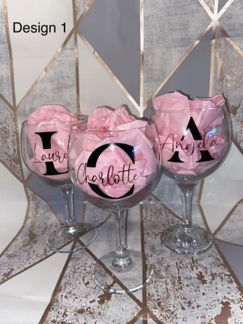 Personalised Gin Glass - Gift - Present - Hen Do - Any Name - Any Colour