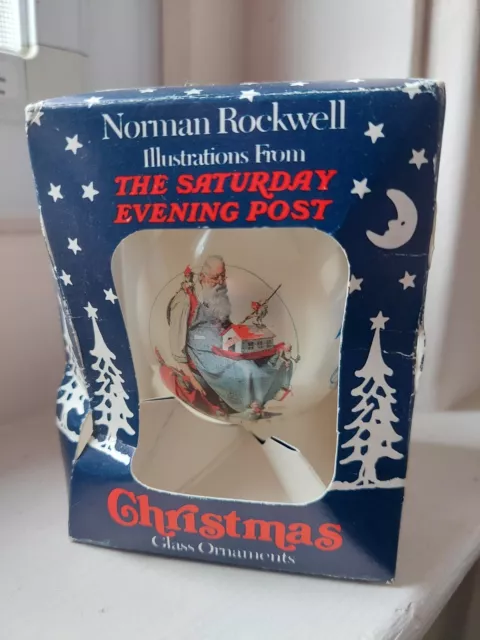 Vintage Christmas Glass Ornament Norman Rockwell The Saturday Evening Post SANTA