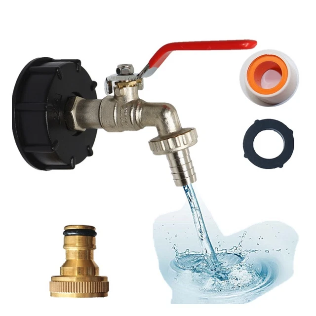 Robinet Col De Cygne Laiton Pour Cuve IBC - Adaptateur Avec Tétine Pour Réservoir Eau - Robinet Arrêt Étanche