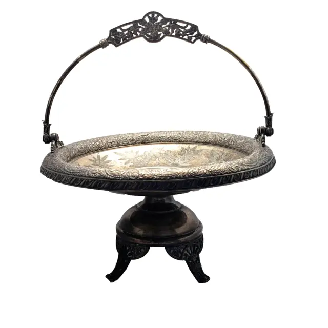 Antique Late 1800s Early 1900s Meriden Britannia Co Silver Plate Bridal Basket