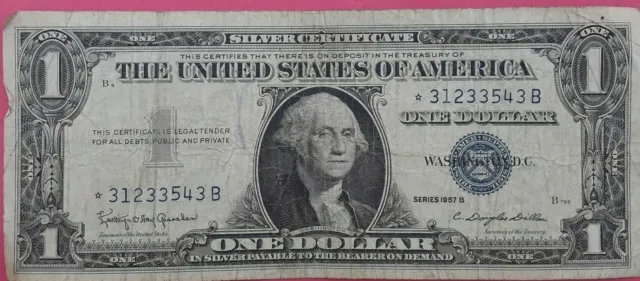 1957 Star Blue Seal Note  $1 Dollar Silver Certificate Bill