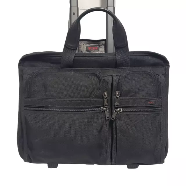 TUMI Alpha Expandable Wheeled Rolling Briefcase Nylon Bag Telescoping Handle