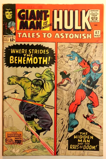 Tales to Astonish #67 Giant Man Incredible HULK Comic 1965 GOOD Silver Age F4