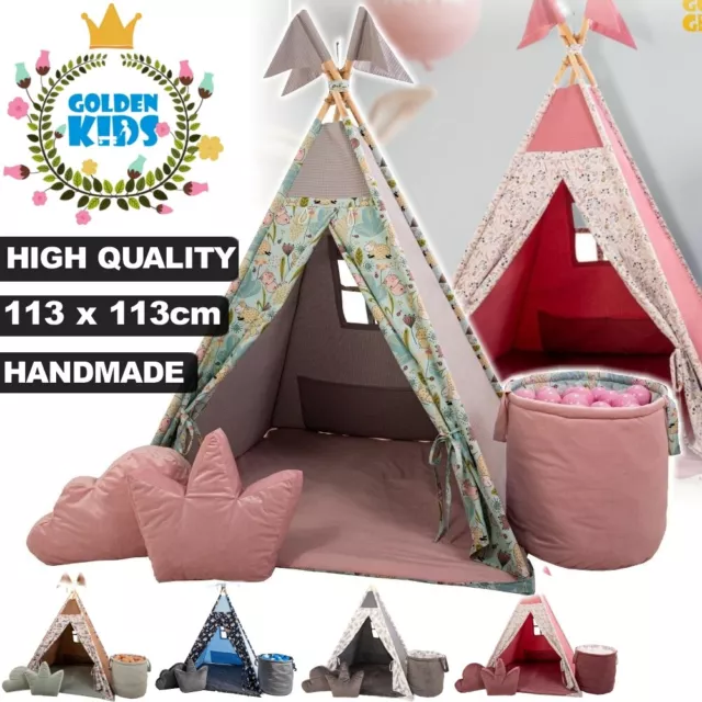 Large Teepee 100% Cotton Canvas Children Indian Tent 113x113x170cm  High Quality