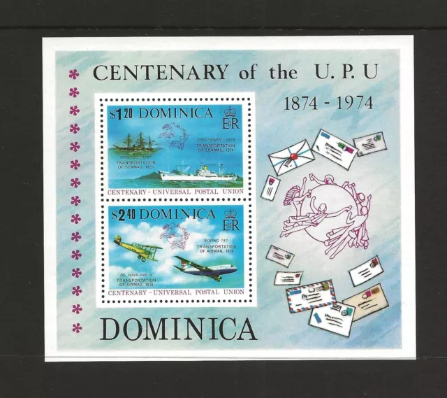 1974 Dominica Centenary UPU Minisheet SG MS443 MNH